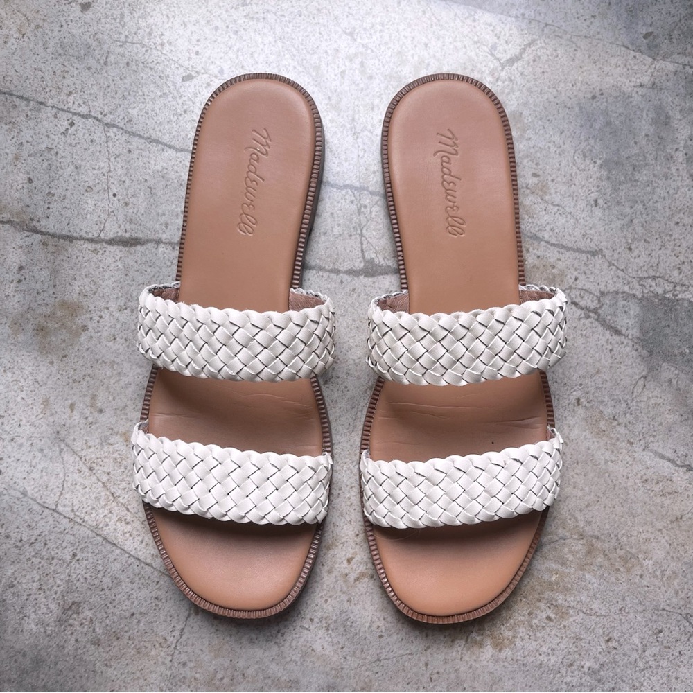 Madewell The Teagan White Woven Slide Sandals